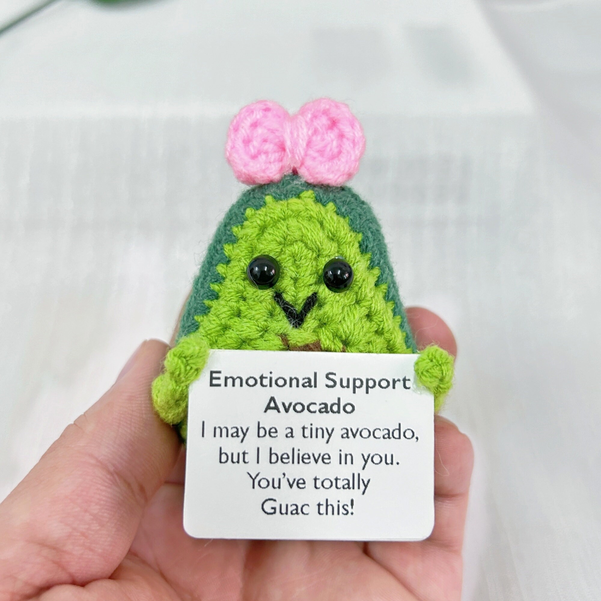 Handmade Crochet Pickle and Avocado, Emotional Support Desk Decor