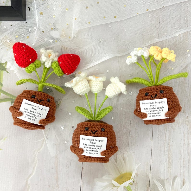 Handmade Crochet Potted Plants,lily of the Valley,crochet Flower