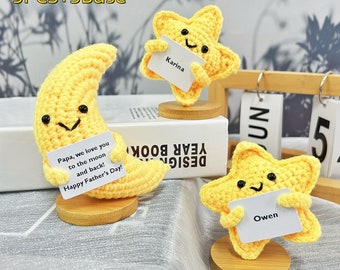 Crochet Moon and Star Set, Personalized Father's Day Gift, Desk Decoration