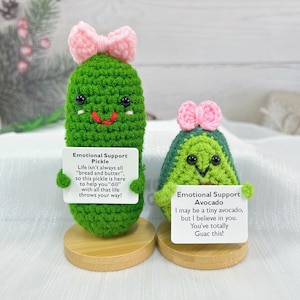 Handmade Crochet Pickle/Avocado,Emotional Support Pickle,Emotional Support Avocado,You are a big dill Gift,Desk Decor