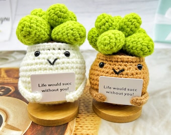 Handmade Crochet Succulent Plants,Custom Crochet Cactus,Life Would Succ Without You,Succulent Amigurumi,Valentines Day Gifts,Desk Decor