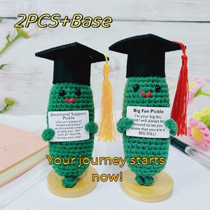 Graduation season gift,Emotional support pickle,positive pickle,handmade crochet cucumber,pickle encouragement,Graduation Hat pickle