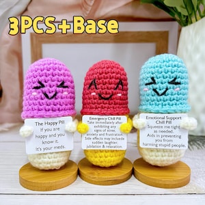 Handmade Amigurumi Chill Pill ,Emotional Support Chill Pill,Chill Pill Fidget,Crochet Relaxation Toy,Soft Crochet Pill,Gift For Her