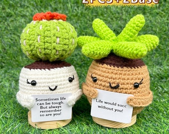 Emotional Support Plant Crochet Cactus/Succulent,Mother's Day Gift for Her/Him,Custom Crochet Gifts,Encouragement Gift,Stocking Stuffers