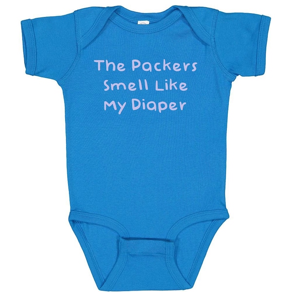 Lions Fan Gear for Baby - The Packers Smell Like My Diaper - Bodysuit Outfit - Cobalt