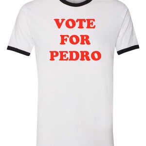 Vote For Pedro Funny Napoleon Dynamite Mens Ringer Tee Unisex Super Soft Shirt