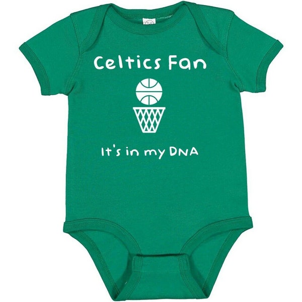 Celtics Fan Gear for Baby - It's in My DNA - Bodysuit Outfit - Kelly