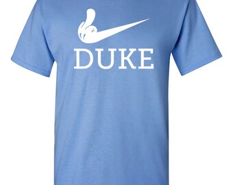 Carolina Fans Gear - Flip the Bird Middle Finger to Duke - Men's T-Shirt Tee - Carolina Blue