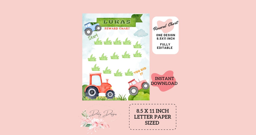 Editiable Tractor Reward Chart Tractor Reward Motivation Etsy