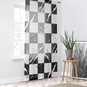 Black and White Tiles Window Curtain | Artwork Curtain
