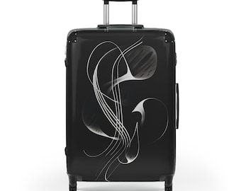 Suitcase Black Minimalistic Suitcase - Polycarbonate Hard-Shell Travel Luggage with 360 Swivel Wheels & Adjustable Handle