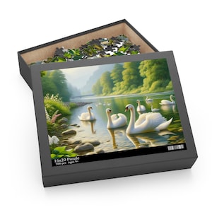 Graceful Swan Lake Jigsaw Puzzle / 120, 252, 500 Pieces
