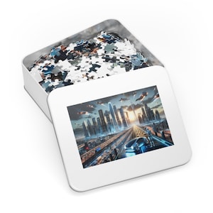 Futuristic Cityscape Jigsaw Puzzle - Tech Utopia Puzzle for All Ages (30, 110, 252, 500,1000-Piece)
