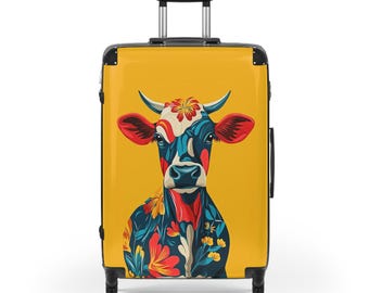 Cow Print Printed Hardside Luggage IT METALIK “WHITE /BLACK SHINY