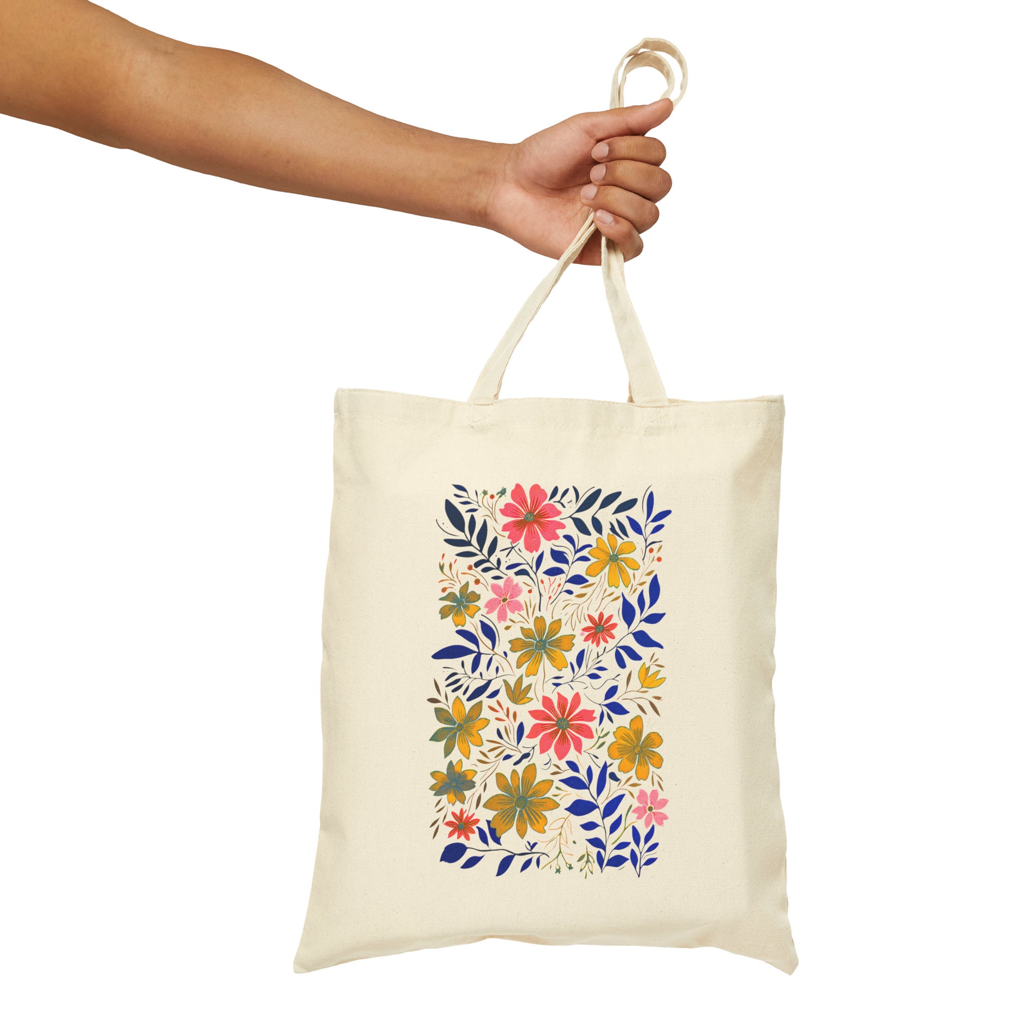 CafePress Rose Gold Gray Floral Mandala Tote Bag - Natural Canvas Reusable Shopping Bag, Small Or Medium - View #6