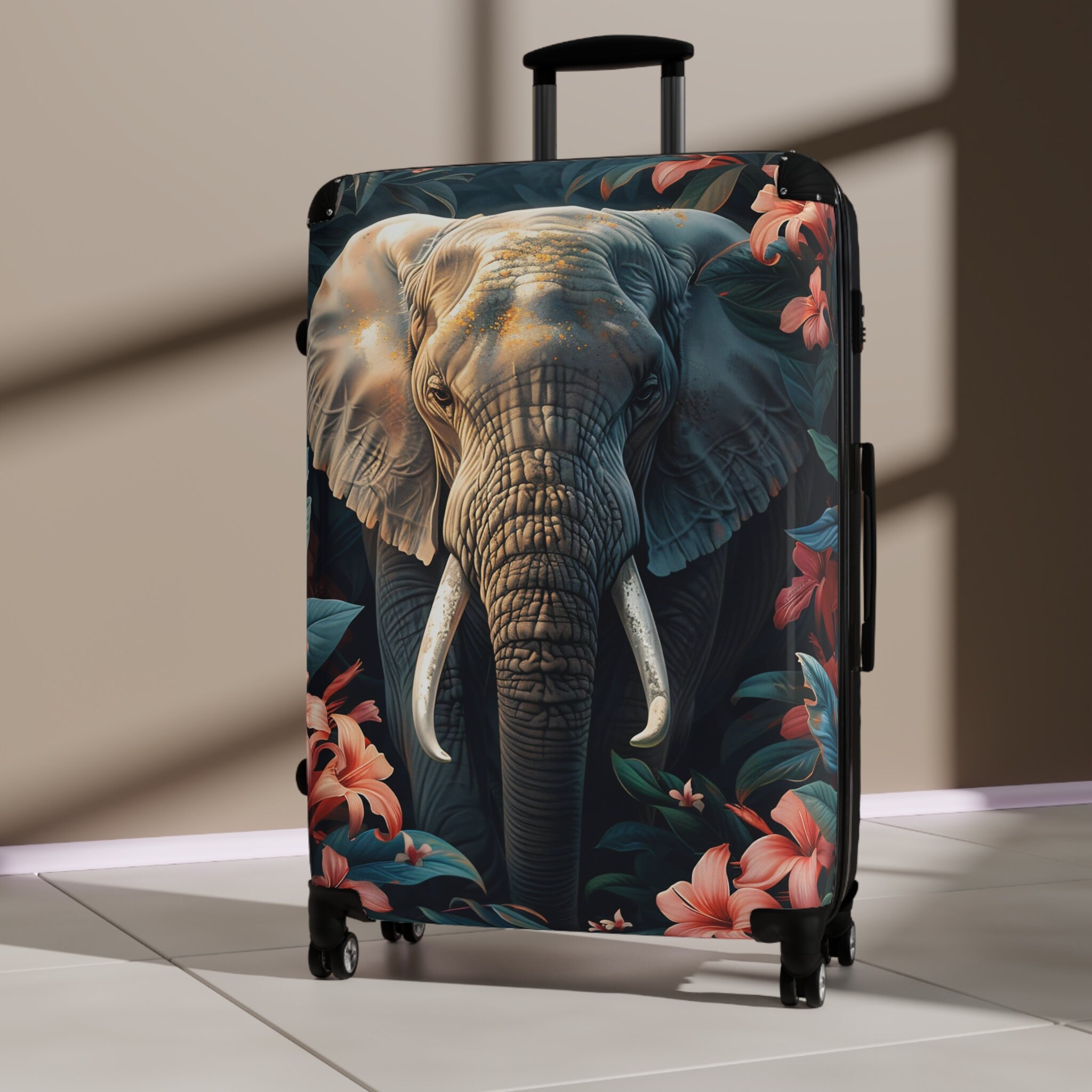 Tropical Elephant Suitcase | Durable Polycarbonate Travel Luggage