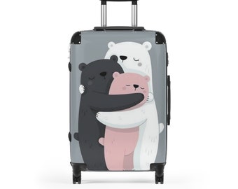 Bears Hugging Suitcase – Durable Polycarbonate Travel Luggage