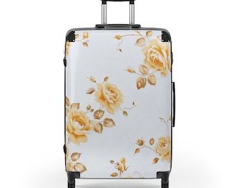 Floral Yellow Suitcase | Hardshell Carry-On with Swivel Wheels