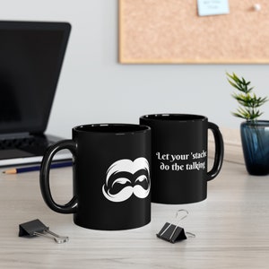 Taza de cerámica negra, 11 onzas, &#39;Stache Quote, sin BPA, apta para microondas, exclusiva taza de café con bigote, perfecta para Movember