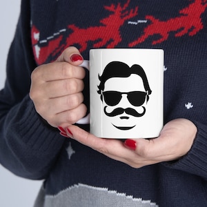 Taza de bigote - Taza de café de cerámica de 11 oz - Cita &quot;Mi bigote tiene un propósito&quot; - Movember - Apto para lavavajillas y microondas