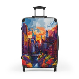 Stylish New York Suitcase - Polycarbonate Hard-Shell Travel Luggage with 360 Swivel Wheels & Lock, NYC Inspired Design