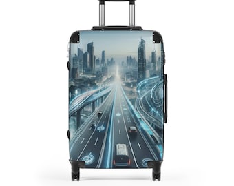 Futuristic Cityscape Suitcase: Travel in Style