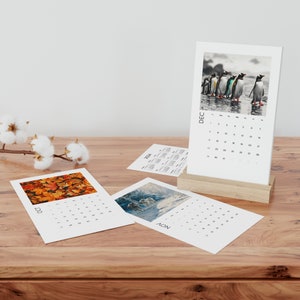 2024 Eco-Friendly Wildlife Desk Calendar - 12 Months of Nature with Oak Stand | Perfect for Home & Office