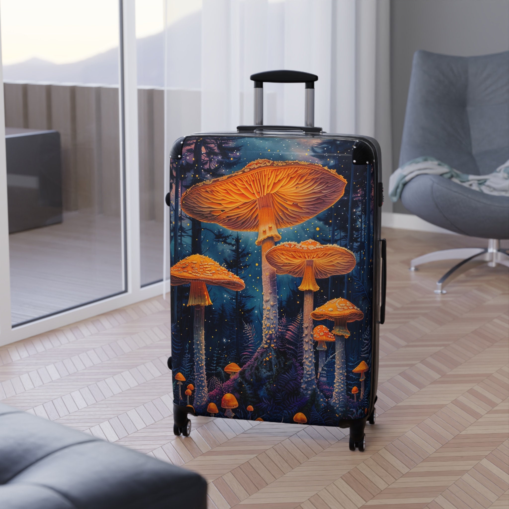 Psychedelic Mushroom Forest Suitcase