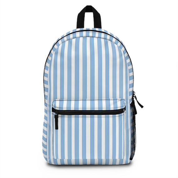 Blue and white striped backpack hotsell