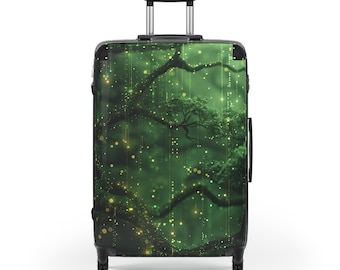 Minimalist 2D Dotted Nodes Weave Suitcase - Durable Polycarbonate & ABS Travel Luggage with 360 Swivel Wheels and Lock