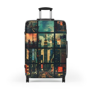 New York City Suitcase - Travel in Style with Iconic NYC Landmarks Hard-Shell Luggage | Adjustable Handle & 360 Swivel Wheels
