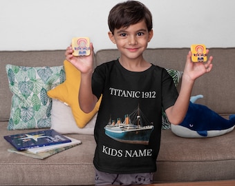 Camiseta infantil con nombre personalizado del Titanic - Camiseta de algodón grueso - Ropa infantil personalizada