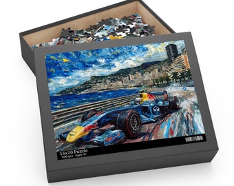 Van Gogh Style Formel 1 Monaco Puzzle | Hochwertige Spanplatte | 120, 252, 500 Stück