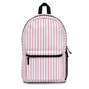 Pink White Line Durable Backpack - Lightweight, Waterproof Polyester Bag with Adjustable Straps, Roomy Interior - Perfect for Daily Use