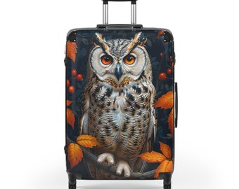 Owl Flower Print Luggage – Hardshell Travel Suitcase