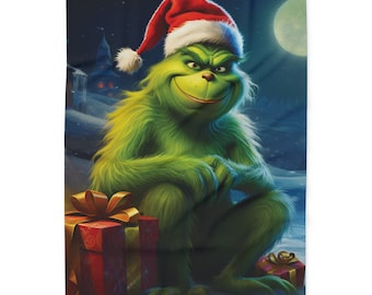 Grinch Peering at Whoville - Kuschelige Weihnachts-Fleece-Decke, arktische Wärme