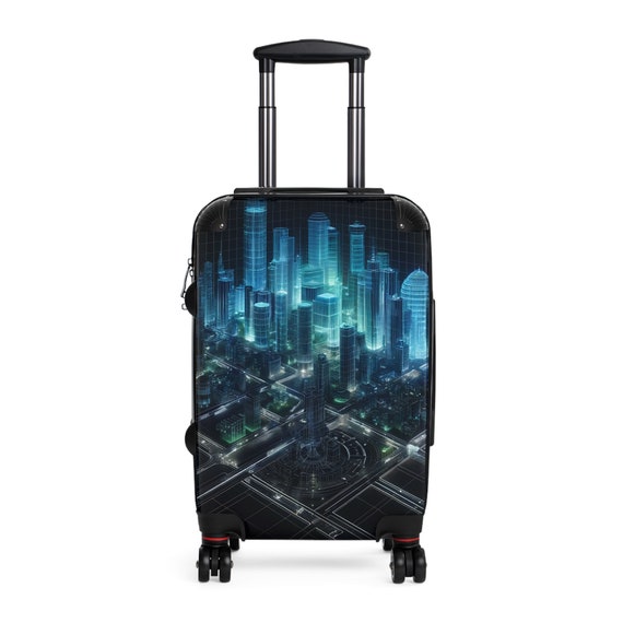 Maleta de paisaje urbano con estructura metalica equipaje de viaje de diseno futurista con ruedas giratorias de 360 grados Etsy Espana