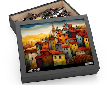 Barolo Italienisches Weindorf Puzzle - Geschenkfertige Box