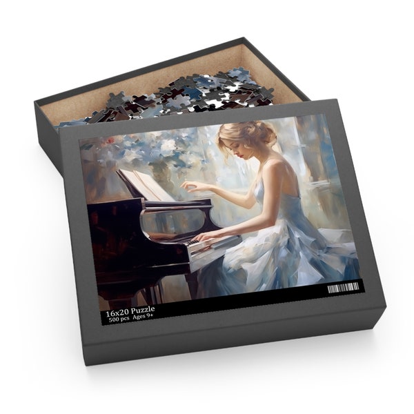 Vintage Woman Play Piano Jigsaw Puzzle - High-Quality Chipboard, 3 Sizes, Gift-Ready Box, 120/252/500 Pieces, Ages 9+