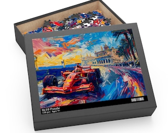 Van Gogh Style Formula 1 Monaco Grand Prix Jigsaw Puzzle - F1 Racing Gift, Motorsport Art, 3 Sizes, Gift-Ready Box