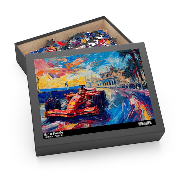 Van Gogh Style Formula 1 Monaco Jigsaw Puzzle - Quality Chipboard, 3 Sizes, Gift-Ready