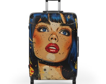 Retro Comic Book Suitcase - Polycarbonate Hard-Shell Travel Luggage with 360 Swivel Wheels & Lock