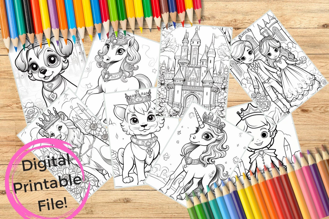 90 Cute Princess Coloring Pages for Kids PDF Printable - Etsy Canada