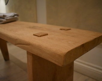 Handmade Solid Oak Bench - British Hallway or Dining Trestle