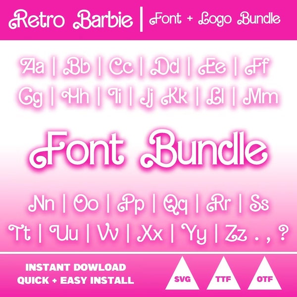 Barbi Font Retro Dolly Letters SVG, 6 Types of Fonts, Dolly font for cricut