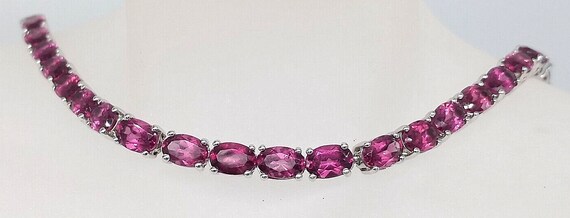 Chuck Clemency Pink Gemstone Tennis Bracelet STS 925 Sterling