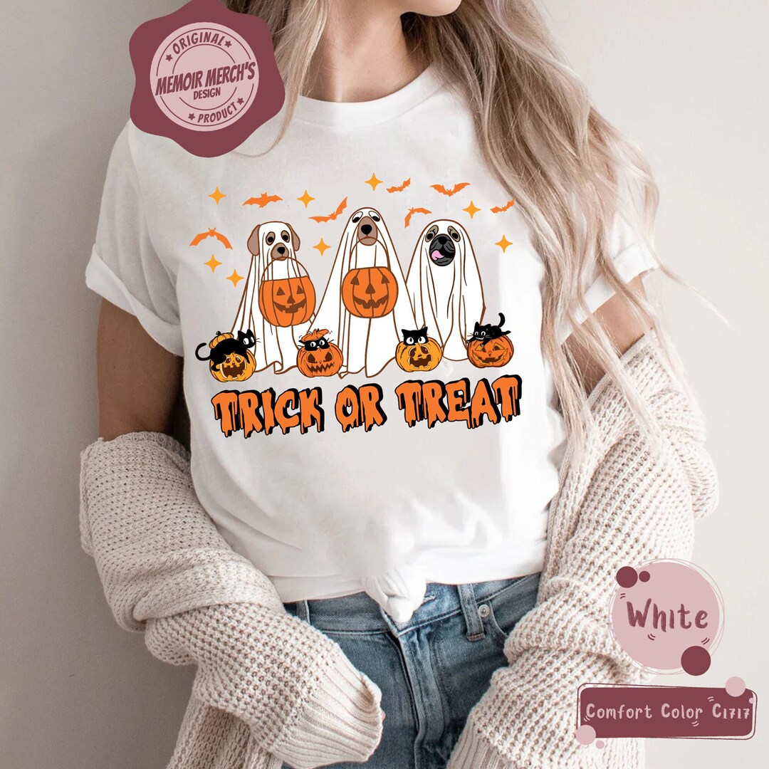 Ghost Dog Halloween Shirt Trick or Treat Dog Shirt Halloween Etsy