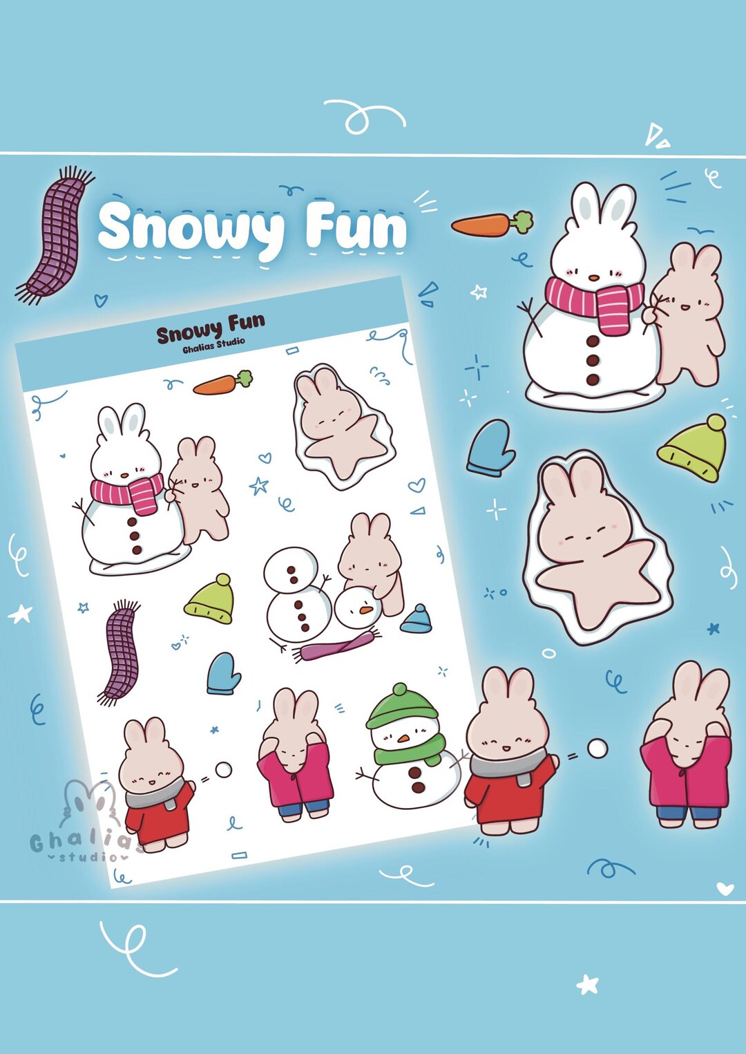 "snowy Fun" Sticker Sheet, Bullet Journal/planner Stickers, Journaling ...
