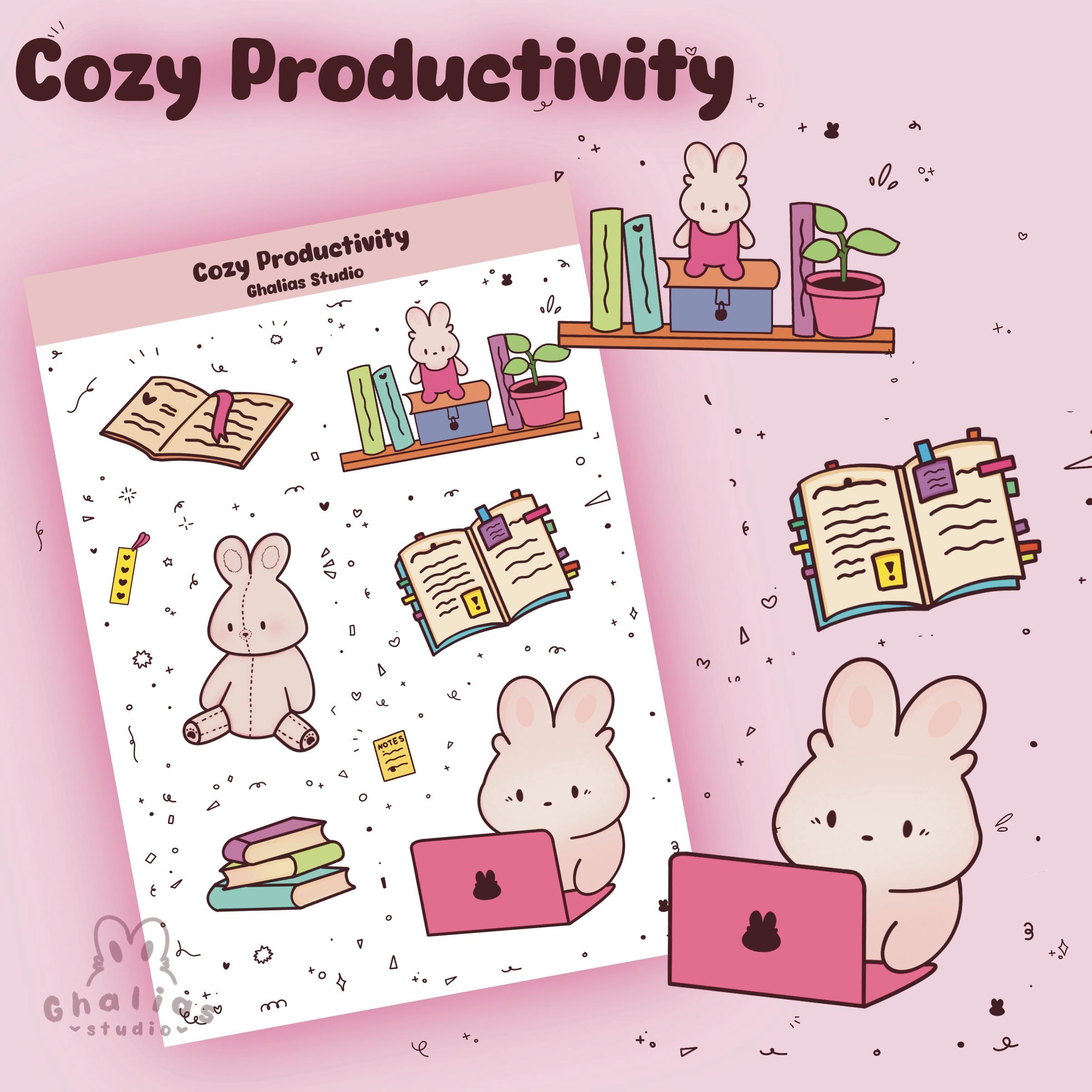 Bunny Sticker Sheet "cozy Productivity", Bullet Journal / Planner ...