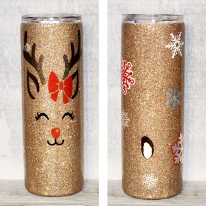 Reindeer Christmas Tumbler 20oz Skinny